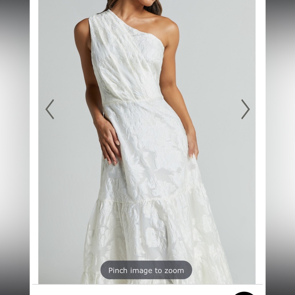 Showpo White Floral One-Shoulder Dress